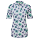 FootJoy Half-Sleeve Floral Print Lisle dámské golfové polo - Lavender/Mint/Navy