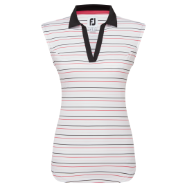 FootJoy Sleeveless Striped Lisle dámské golfové polo - White/Black