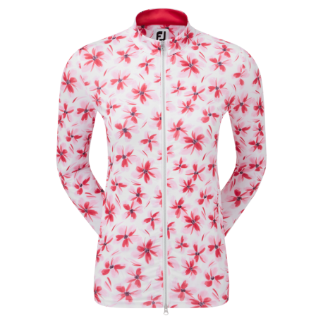 FootJoy Floral Print Full-Zip Midlayer dámská golfová mikina - Pink/Red/Black