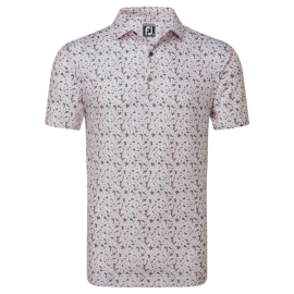 FootJoy Primrose Print Lisle pánské golfové tričko - Light Pink/White/Gravel