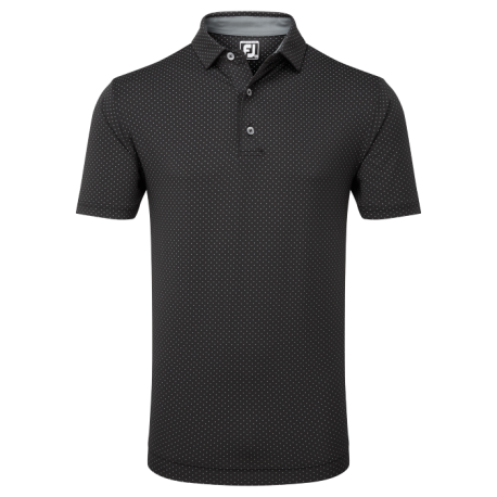 FootJoy Stretch Lisle Dot Print pánské golfové polo - Black/Grey