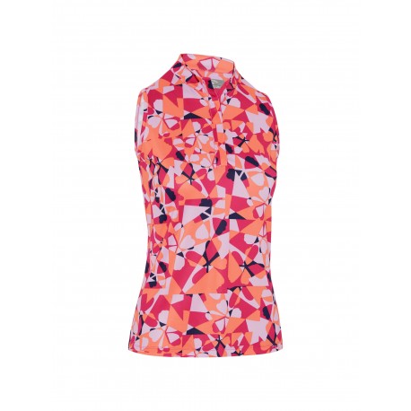 Callaway Geometric Floral Sleeveless dámské golfové polo - Pink Peacock