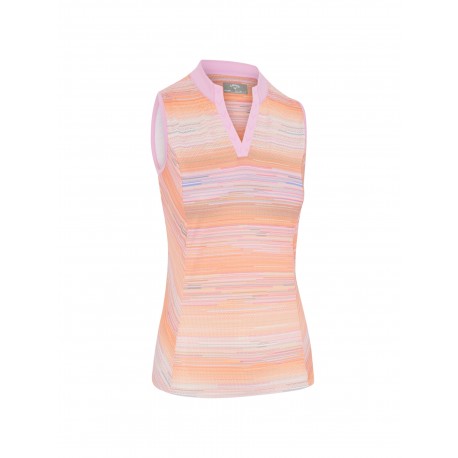 Callaway Striped Sleeveless Chev Placket dámské golfové polo - Papaya